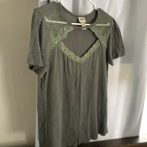 Green with lace dressy shirt